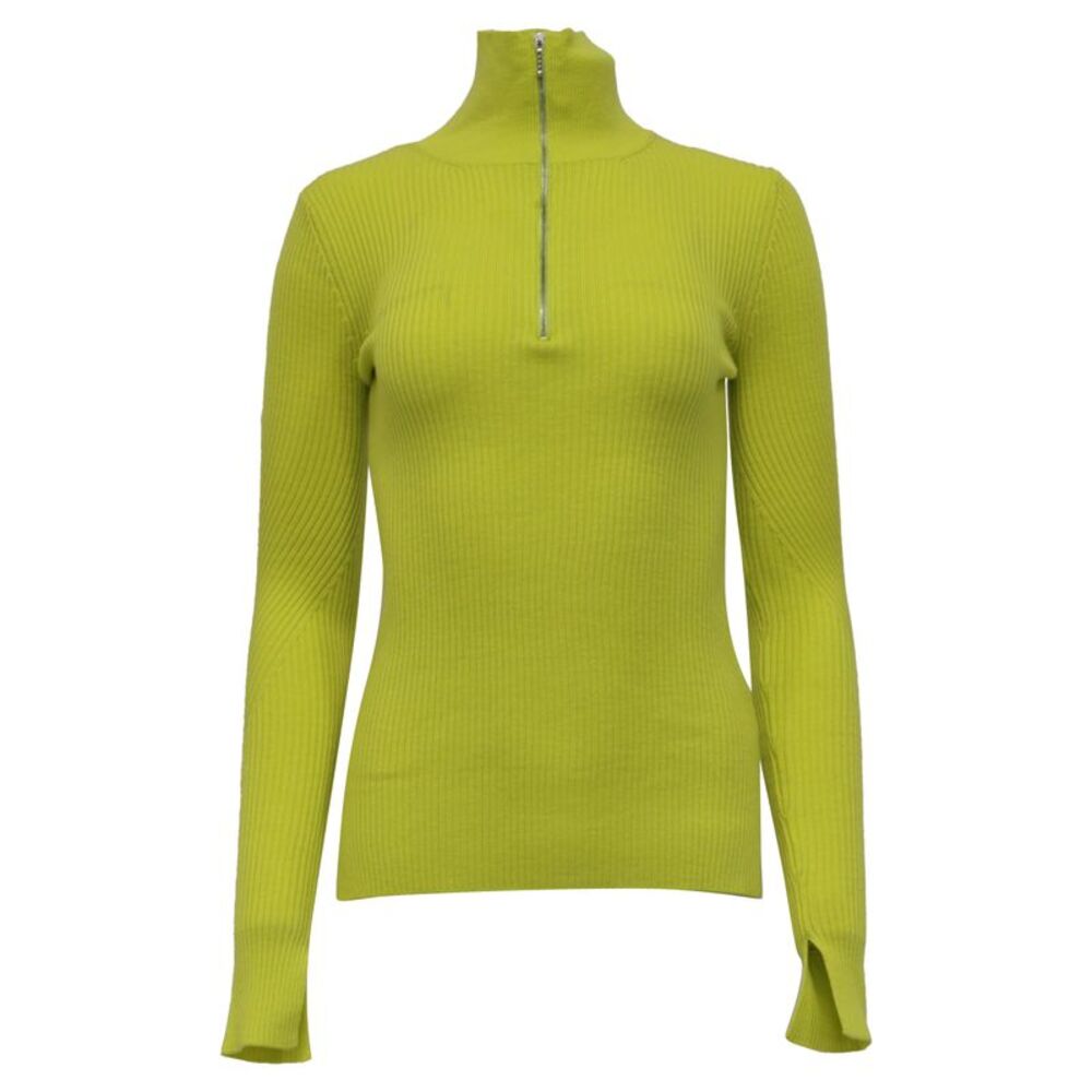 Ganni Ribbed Turtleneck Sweater in Yellow Merino Wool